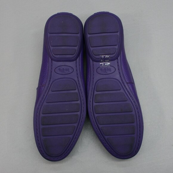 Coach Ladies 5 Penny Loafers Purple Pebbled Leather Classic Moc-toe Shoes Flats - Picture 9 of 12